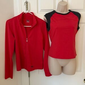 FILA 2-Piece Activewear Sport Set Jacket Top Twinset M Red & Gray Vintage Y2K